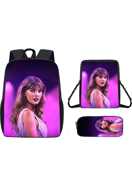 Okul Çantası Ortaokul Öğrencileri Omuz Çantası Çapraz Askılı Çanta Kalem Çantası Üç Set (Yurt Dışından)