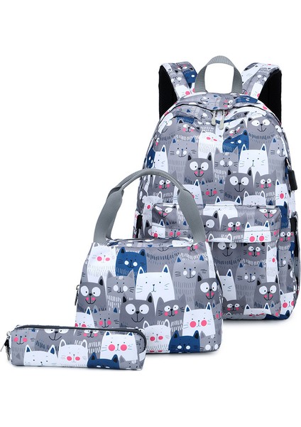 Omuz Çantası Kadın Büyük Kapasiteli Eğlence Çantası Üç Set Kız Ortaokul Öğrencileri Okul Çantası (Yurt Dışından)