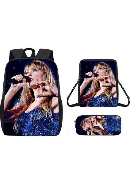 Okul Çantası Ortaokul Öğrencileri Omuz Çantası Çapraz Askılı Çanta Kalem Çantası Üç Set (Yurt Dışından)