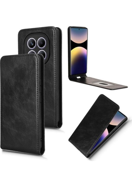 Redmi Note 14 Pro Lüks Dikey Yukarı ve Aşağı Döndürülebilir Kart Yuvası Deri Telefon Kılıfı Koruma Kabuğu (Yurt Dışından)