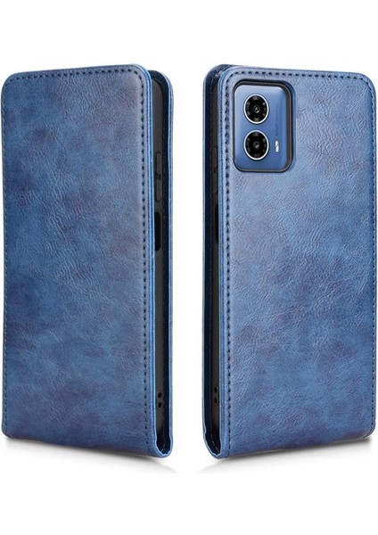 Moto G34 Lüks Dikey Yukarı ve Aşağı Döndürülebilir Kart Yuvası Deri Telefon Kılıfı Koruma Kabuğu (Yurt Dışından)