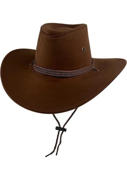 Batı Kovboy Şapkası Süet Uni Güneş Şapkası (Yurt Dışından)