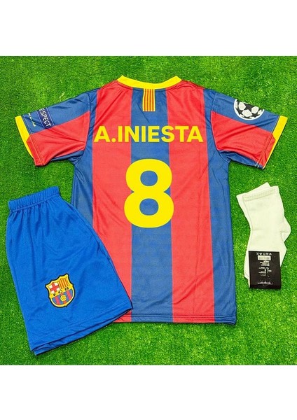 B'arcelona #8 A. Iniesta 2010-11ŞAMPIYONLAR Ligi Finali Çocuk Forması 3lü Set