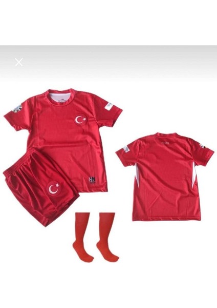 Türkiye Euro 2024 Çocuk 3'lü Set Hediyeli Kırmızı Milli Takım Forması