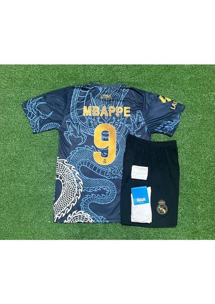 Real Madrid 2024/25 Yeni Sezon Kylian Mbappe Dragon Desenli Çocuk Forması 4'lü Set modelleri