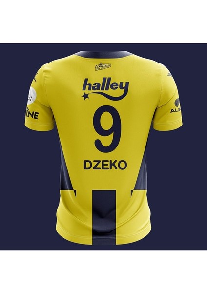 Yeni Sezon 2024-25 E E Çe Sarı-Lacivert Edin 'dzeko' 9 Iç Saha Çubuklu Yetişkin Forması