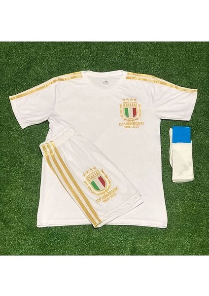 Özel Italya 125.YIL Yeni Sezon Çocuk Futbol Forması Özel Tasarım 3lü Takım Beyaz fiyatları