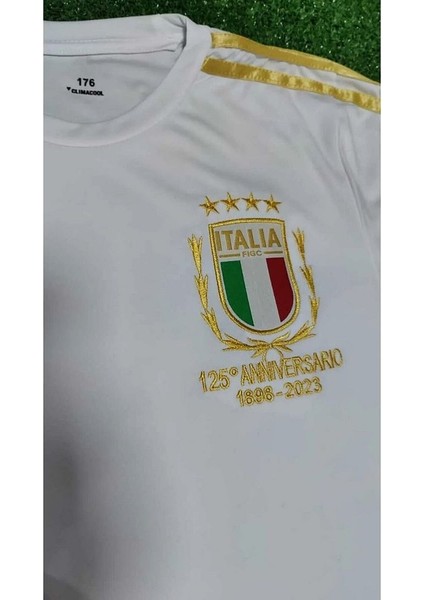 Özel Italya 125.YIL Yeni Sezon Çocuk Futbol Forması Özel Tasarım 3lü Takım Beyaz modelleri