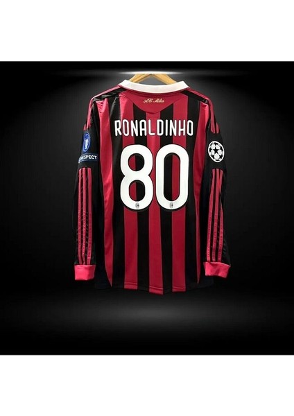 Ac Milan 09/10 Ronaldınho #80 Iç Saha Uzun Kollu Siyah/kırmızı Forması indirimleri
