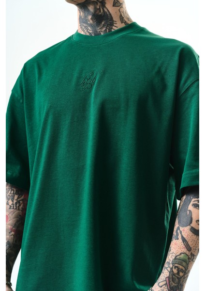 Erkek High Nakışlı Oversize T-Shirt Nefti indirimleri