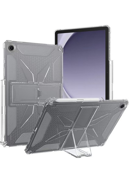 Samsung Galaxy Tab A9 Plus Şeffaf Kılıf Kickstand Darbeye Dayanıklı Tpu + Kalem Yuvalı Pc Tablet Kılıfı (Yurt Dışından)