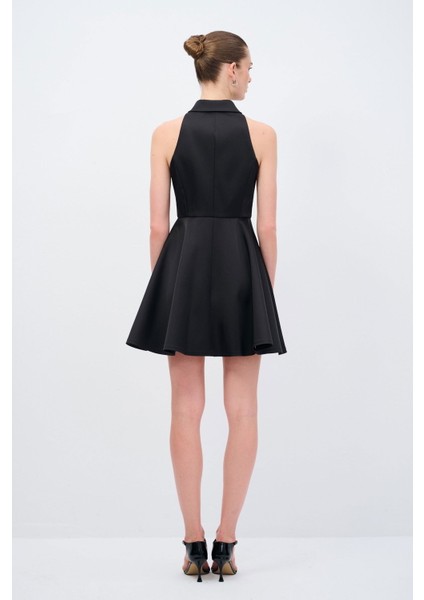 Erkek Yaka Mini Elbise Siyah 12445466000 indirimleri