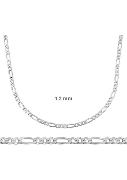 4.2 mm Gümüş Figaro Zincir - 120 mikron