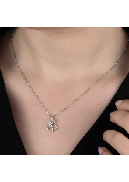 Swarovski Taşlı Gümüş Melek Bayan Kolye fiyatları