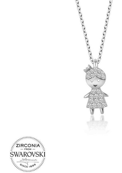 Swarovski Taşlı Gümüş Çocuk Bayan Kolye