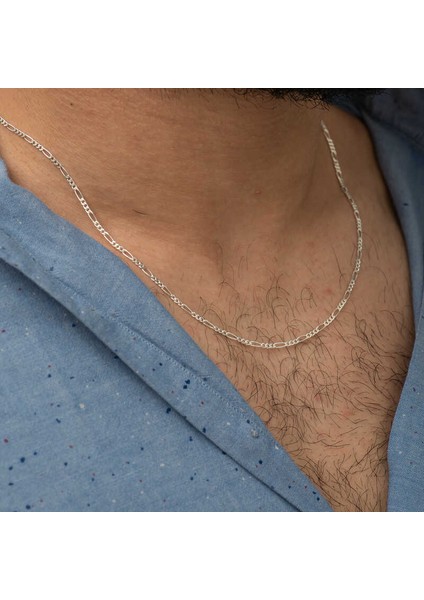 2.8 mm Gümüş Figaro Zincir - 0.80 Mikron - 65 cm modelleri