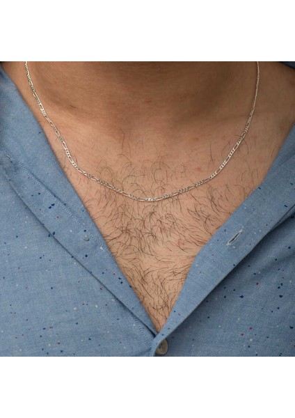 2.8 mm Gümüş Figaro Zincir - 0.80 Mikron - 65 cm indirimleri