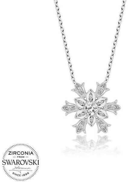Swarovski Taşlı Gümüş Kartanesi Bayan Kolye