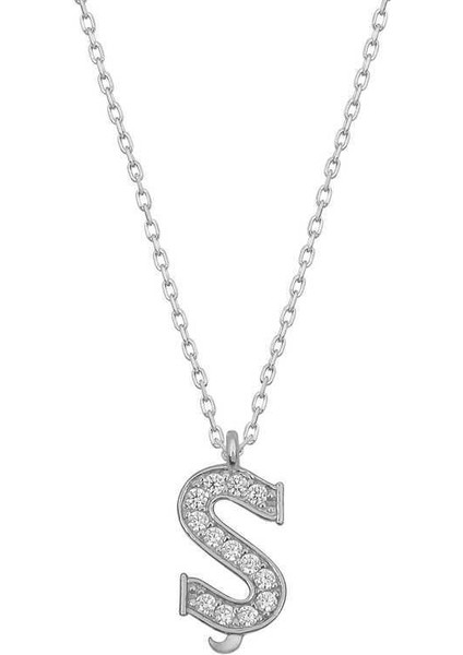 Gümüş Rodyum Ş Harfi Kadın Kolye