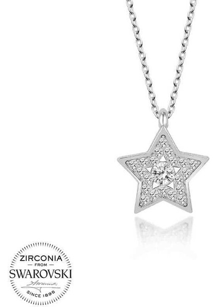 Swarovski Taşlı Gümüş Yıldız Bayan Kolye