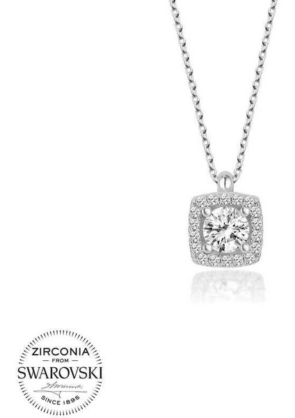 Swarovski Taşlı Gümüş Baget Tektaş Bayan Kolye