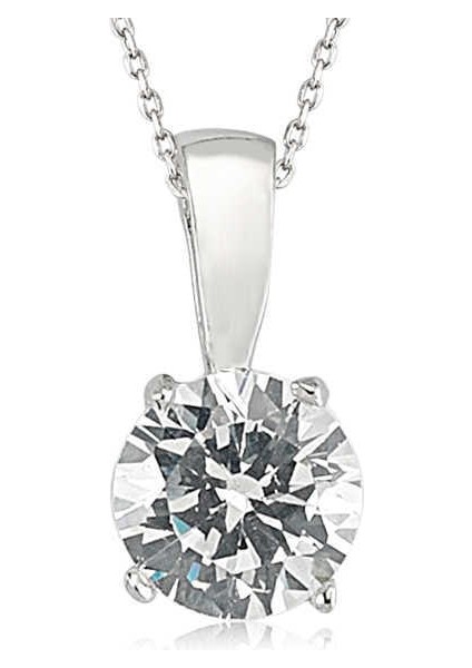 Gümüş Tek Taş Bayan Kolye