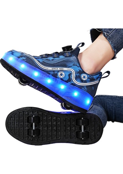 Çocuk Kız Öğrenci Paten Için Spor Ayakkabı LED Parlayan Paten (Yurt Dışından)
