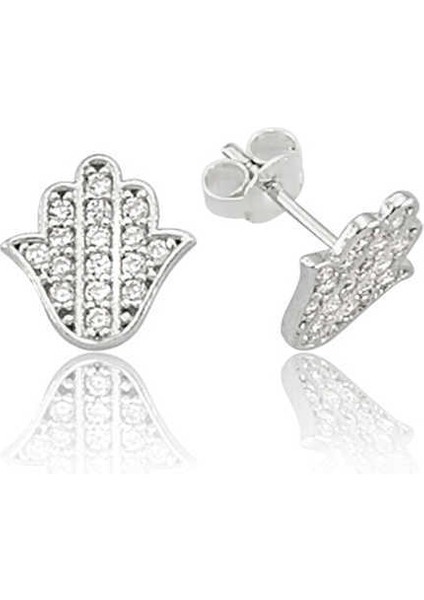 Gümüş Fatma Ana Eli Çivili Küpe