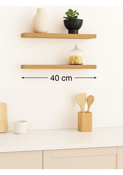 40 cm 2li Safir Meşe Mdf Uçan Duvar Rafı Gizli Bağlantı Kitaplık fiyatları