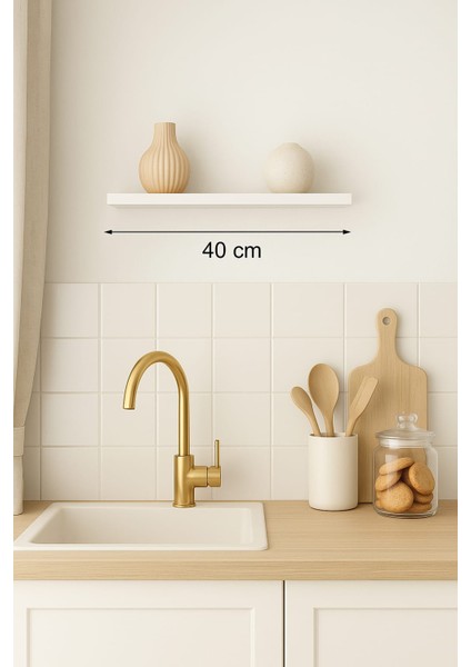40 cm Mat Beyaz Mdf Uçan Duvar Rafı Gizli Bağlantı Kitaplık Ahşap fiyatları