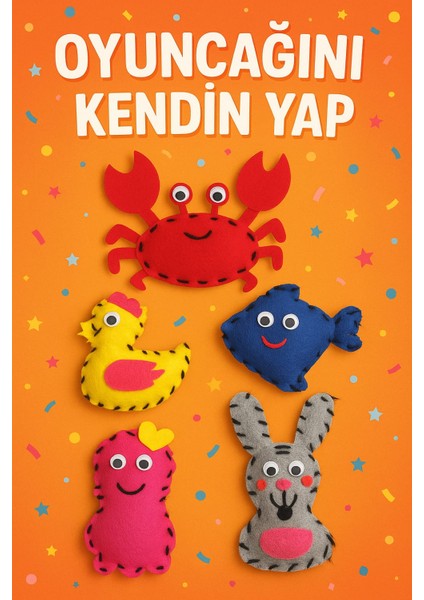 5'li Keçe Dikiş Seti-Çocuklar Için Eğitici ve Zeka Geliştiren Oyuncak - Dikkat Geliştirici Etkinlik