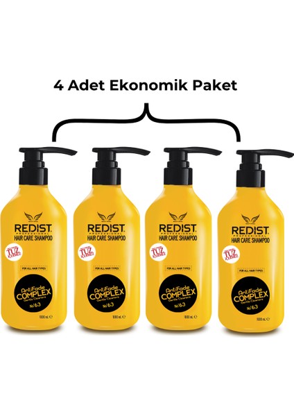 4 Adet Ekomomik Paket Tuzsuz Saç Şampuanı 1000 ML