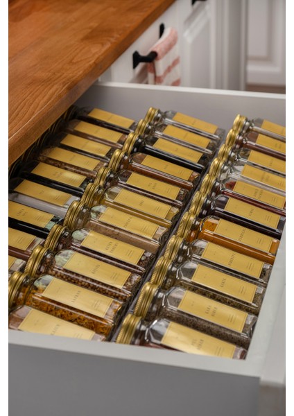 12'li Cam Baharatlık Seti Gold Kapaklı Etiketli Baharatlık Takımı MH00GLD12 fırsatları