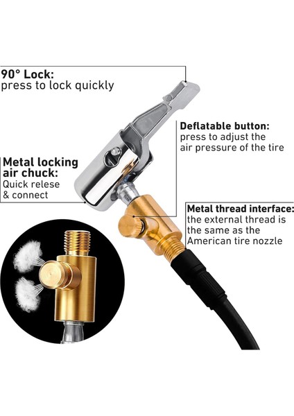 2 Adet Hava Mandrenli Lastik Şişirme Aleti, Hava Tahliye Vanalı Metal Kilitli Lastik Hava Mandrenli, 8mm Standart Lastik Vana Dişi (Yurt Dışından) modelleri