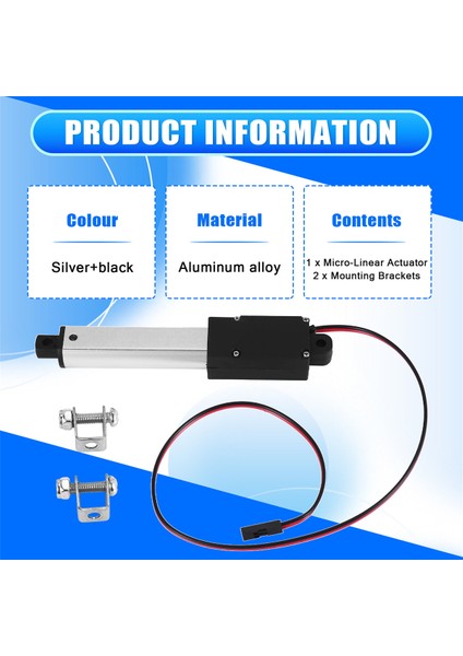 Mikro-Doğrusal Aktüatör, 2 Inç Strok, 90N/20.3LB, Hız 9.5mm/s Elektrikli Su Geçirmez Aktüatör Motoru Doğrusal Aktüatör 12V (Yurt Dışından)
