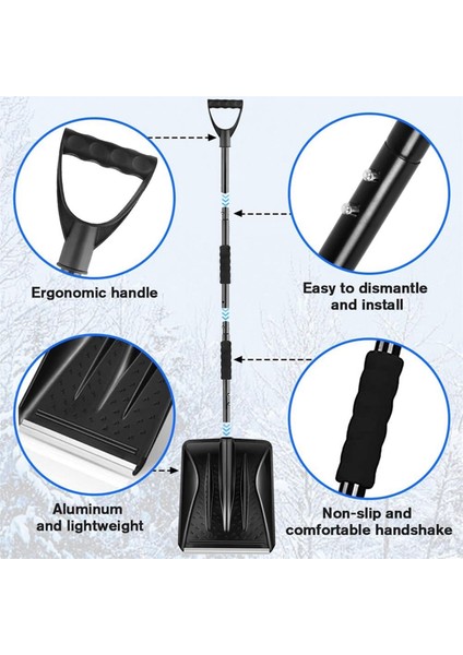 Taşınabilir Kar Küreği Araba Yolu Için Kar Küreği Acil Durum Kampı Için, 4'ü 1 Arada Hafif Kar Küreği Kış (Yurt Dışından) fırsatları