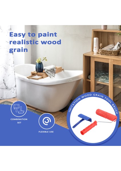 Taklit Ahşap Desen Alet Seti EG300T 7 Inç Kauçuk Rulo + MS16 Taklit Gerçekçi Ahşap Desen Aleti Ahşap Desen Kaplama Kabartma Desen Sanat Boya Rulosu (Yurt Dışından)