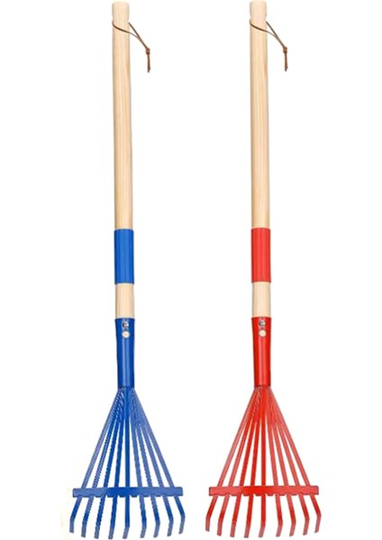 2 Adet Metal Çocuk Tırmığı Sert Ağaç Saplı 27 Inç Küçük Tırmık Bahçecilik Için Mini Tırmık Çocuk Bahçe Çim Bahçe Aletleri (Yurt Dışından)