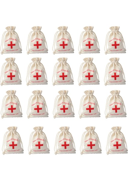 20 Adet Düğün Hediyelik Eşya Çantası Seti Çantalar Misafirler Için Hediye Kızıl Haç Pamuklu Keten Keseler Festival Etkinlik Parti (Yurt Dışından)