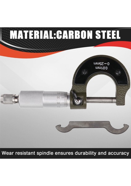0-25MM Metrik Mikrometre Karbon Çelik Dış Mikrometreler Hassas Aletler Mikrometre Ölçer Ölçer Hassas Ölçüm Aleti (Yurt Dışından)