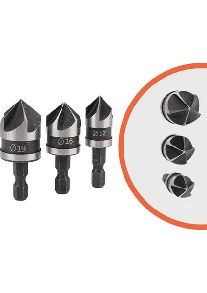 Iki Set x 3 Adet [12/16/19MM] Altıgen Saplı Beş Kenarlı Pah Kırma Aletleri 90 Derece Delik Açıcı Ahşap Için Pah Kırma Aleti (Yurt Dışından) fiyatları
