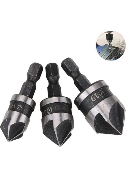 Iki Set x 3 Adet [12/16/19MM] Altıgen Saplı Beş Kenarlı Pah Kırma Aletleri 90 Derece Delik Açıcı Ahşap Için Pah Kırma Aleti (Yurt Dışından) indirimleri