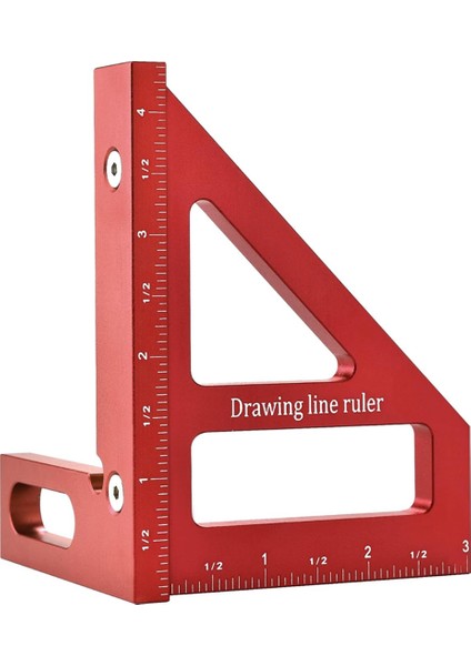 Çok Açı Ölçüm Cetveli, 45/90 Derece Alüminyum Alaşımlı Ağaç Işleme Kare Açı Ölçer, Gönye Üçgen Cetvel-Kırmızı (Yurt Dışından)