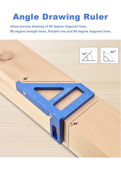 Çok Açı Ölçüm Cetveli, 45/90 Derece Alüminyum Alaşımlı Ağaç Işleme Kare Açı Ölçer, Gönye Üçgen Cetvel-Kırmızı (Yurt Dışından) fiyatları