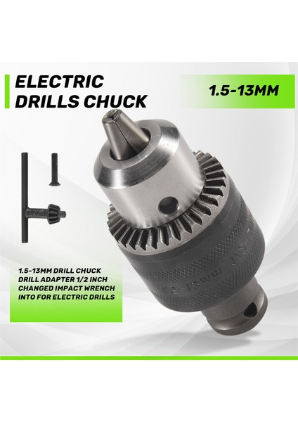 1,5-13 mm Matkap Ucu Matkap Adaptörü 1/2 Inç Elektrikli Matkaplar Için Darbeli Anahtara Dönüştürüldü (Yurt Dışından)