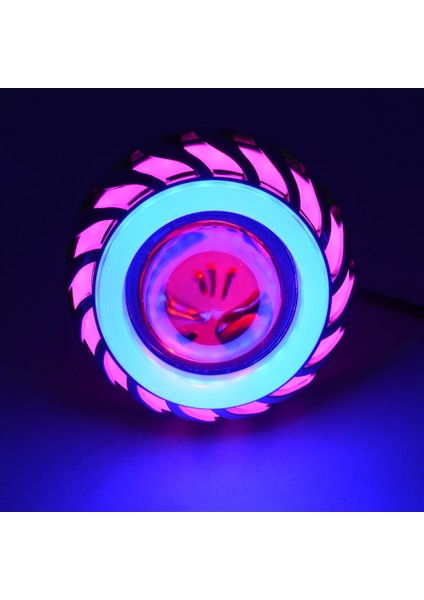 12V Motosiklet Kafa Işık Lambası Projektör Lens Işığı LED Melek Şeytan Gözler Far 30W 1200LM 200000H Çift Diyafram Işık (Pembe ve Mavi) (Yurt Dışından)