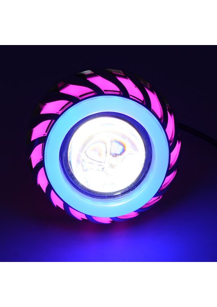12V Motosiklet Kafa Işık Lambası Projektör Lens Işığı LED Melek Şeytan Gözler Far 30W 1200LM 200000H Çift Diyafram Işık (Pembe ve Mavi) (Yurt Dışından) fiyatları