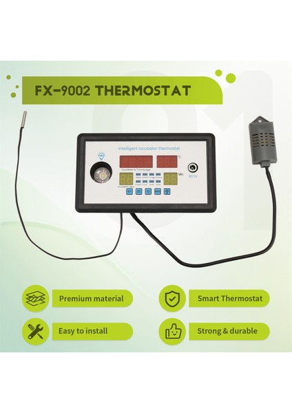 ZFX-W9002 Akıllı Termostat Dijital Sıcaklık Nem Kontrol Kuluçka Makinesi 360 Otomatik Yumurta Çevirme 12V (Yurt Dışından)
