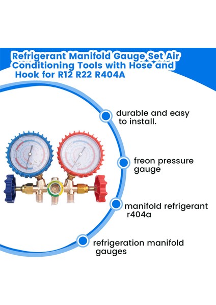 Soğutucu Manifold Ölçer Seti R12 R22 R404A Için Hortum ve Kancalı Klima Aletleri (Yurt Dışından) fırsatları