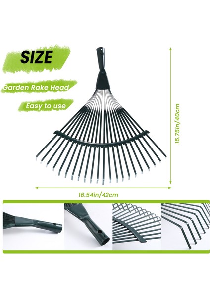 42CM Çelik Fan Tırmık Başlığı Yedek Ağır Tırmık Başlığı Bahçe Çim Patio Yapraklar Yaprak Çim 22 Diş (Yurt Dışından)
